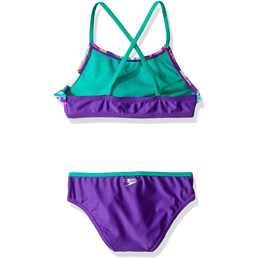Speedo Girls Jungle Floral Ruffle Purple 2-PC - Image 2